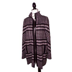 SOFIA CASHMERE Houndstooth Plaid Black White Coat Medium